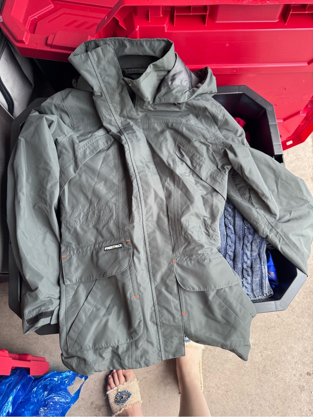 Gray Waterproof Hooded Jacket/Windbreaker